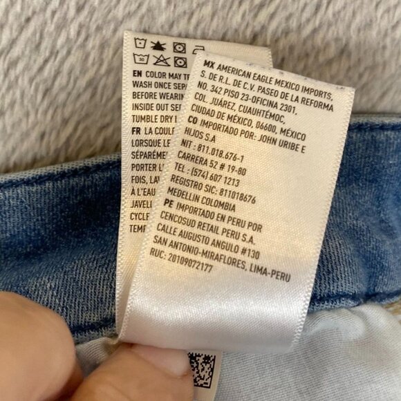 American Eagle Women's Jeans 4 Curvy Hi-Rise Jegging Crop Distressed Blue Denim - Picture 12 of 16